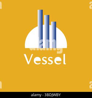 Vessel Logo Vector, Yellow Square with White Half Circle, Modern Minimalist Industrial Art Design Stock Vector