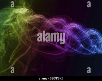 Abstract rainbow colored smoke on a black studio background Stock Photo