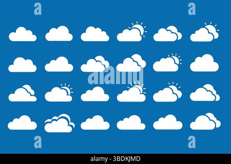 Minimal Cloud Icon Set Weather Themed Cloud Illustrations and vector Stock Vector