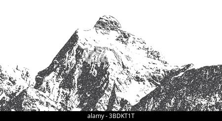 Halftone stipple effect on a mountain for a grunge punk Y2K collage design Stock Vector