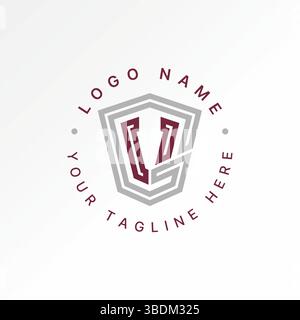 Logo design graphic concept creative premium vector stock image top sell letter GV VG double lines font shield guard soldier military strength defense Stock Vector