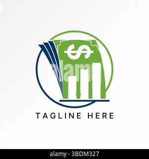 Logo design graphic concept creative premium vector stock image top sell dollar money arrow up down chart diagram inflation rate risk market business Stock Vector