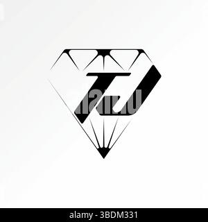 Logo design graphic concept creative premium vector stock image top sell abstract unique diamond line art initial TJ font love to elegant ring luxury Stock Vector