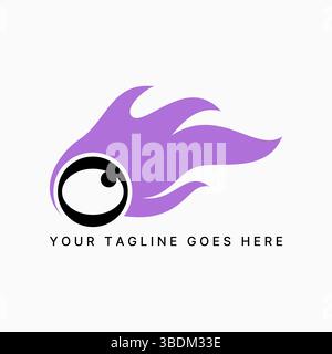 Logo design graphic concept creative premium vector stock image top sell eye fire flame initial O font speed fast burn polar esport gaming tattoo look Stock Vector