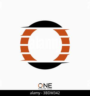 Logo design graphic concept creative premium vector stock image top sell initial O font cut cutting stripes pattern style brand to speed fast monogram Stock Vector