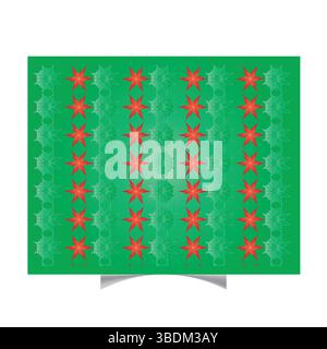 Festive red star pattern with repeating christmas design on a vibrant green background Stock Vector