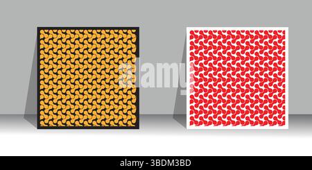 Abstract geometric pattern designs featuring repeating chain-like structures and dynamic visual impact Stock Vector