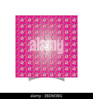 Elegant pink hibiscus flower pattern beautifully arranged on a bright gradient pink backdrop seamless design Stock Vector