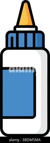 Cartoon Illustration of a Glue Bottle – Simple and Recognizable Art Design Stock Vector