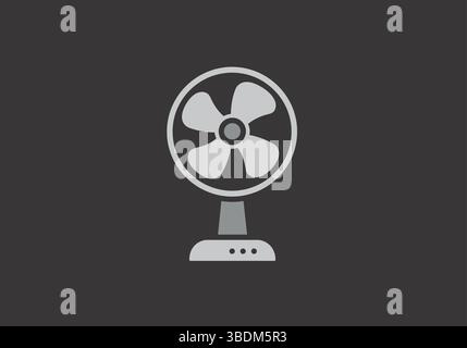 Minimalist Table Fan Icon on Dark Background Stock Vector