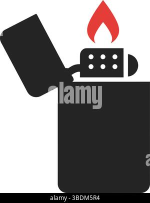Vector Illustration of a Classic Lighter with Flame Stock Vector