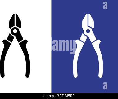 Black and White Silhouette of Pliers – Minimalist Hand Tool Illustration Stock Vector