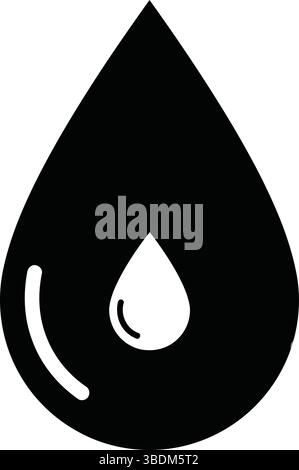 Black and White Water Drop Icon – Minimalistic Symbol of Purity and Conservation Stock Vector