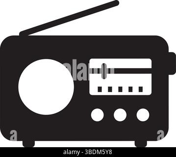 Retro Radio Icon on Dark Background Stock Vector