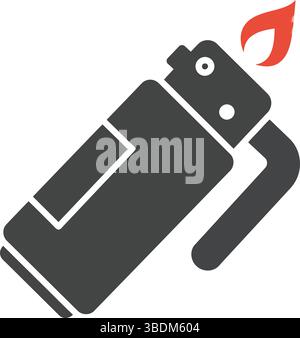 Vector Illustration of a Classic Lighter with Flame Stock Vector