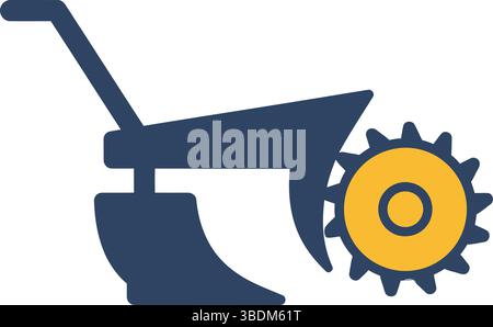 Agricultural Tiller Icon – Farming Equipment Symbol Stock Vector