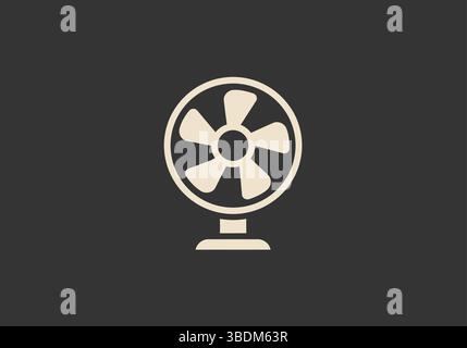Minimalist Table Fan Icon on Dark Background Stock Vector