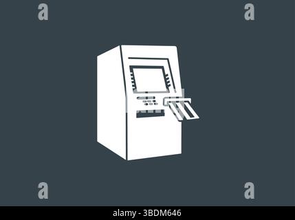ATM Machine Icon with Credit Card Stock Vector