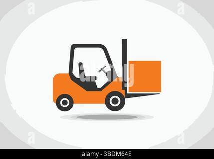 Forklift Silhouette with Orange and Black Color Scheme Stock Vector