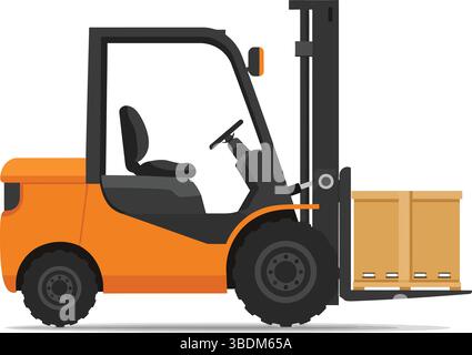 Forklift Silhouette with Orange and Black Color Scheme Stock Vector