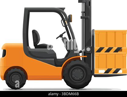 Forklift Silhouette with Orange and Black Color Scheme Stock Vector