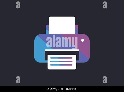 Blue Printer Icon with Document Stock Vector