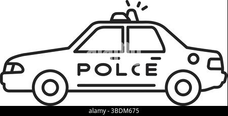 Minimalist Outline Drawing of a Police Car with Siren Stock Vector ...