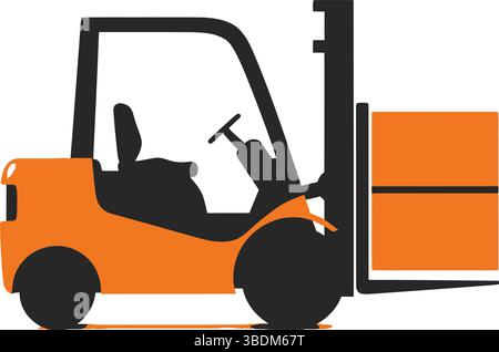 Forklift Silhouette with Orange and Black Color Scheme Stock Vector