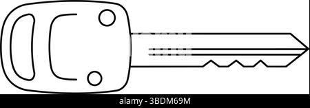 Minimalist Black and White Outline of a Car Key Stock Vector