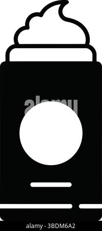Black and White Icon of a Shaving Cream Can – Minimalist Grooming Symbol for Personal Care and Hygiene Stock Vector