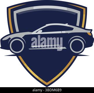 Stylized Car Emblem on Shield Background Stock Vector