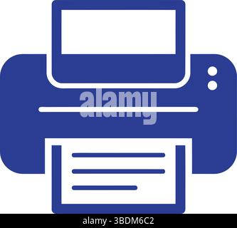 Blue Printer Icon with Document Stock Vector