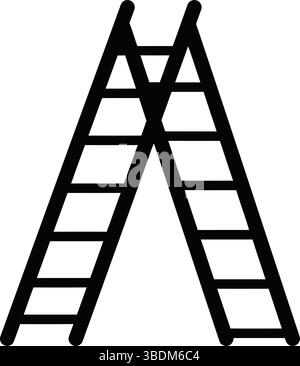 Stepladder Silhouette – Minimalist Black and White Image for Practical Use Stock Vector