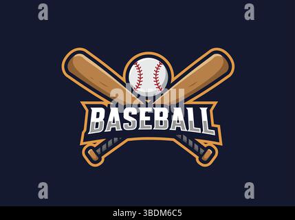 Baseball Logo with Crossed Bats and Ball Stock Vector