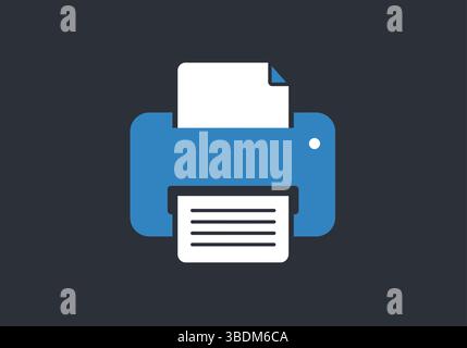 Blue Printer Icon with Document Stock Vector