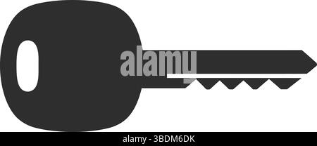 Black and White Silhouette of a Key – Minimalist Symbol of Security and Access Stock Vector
