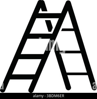 Stepladder Silhouette – Minimalist Black and White Image for Practical Use Stock Vector
