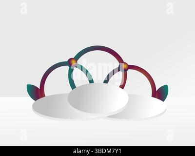 Futuristic Metallic Podium with Colorful Orb. Perfect place for your products demonstrating. Three dimensional illustration Stock Vector