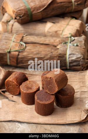 brown sugar or java sugar or palm sugar or gula jawa isolated on white ...