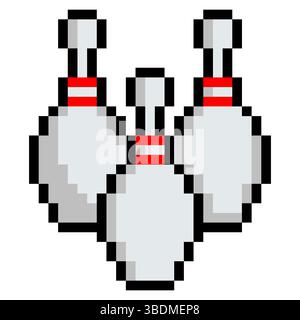 Bolwing pin in 8 bit pixel art style Stock Vector