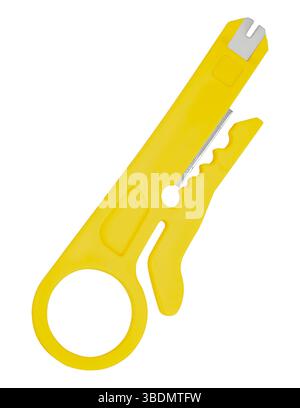 Professional wire stripping knife on white background. Tool for electricians, comfortable in the hand. Stock Photo