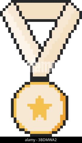 Pixel art medal icon for 8bit game on white background Stock Vector ...
