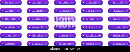 Podcast symbol, voice message, music audio. Waveform pattern for music player, podcasts, mobile voice message, streaming Stock Vector