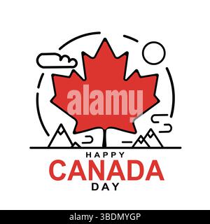 Vector illustration design for Canada Independence Day with maple leaf and festive elements, perfect for T-shirt art or print Stock Vector