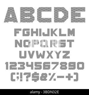 Font, alphabet with chinese fish scales. Isolated vector objects on white background. Stock Vector