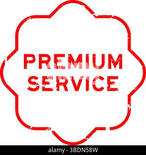 Grunge red premium service word square rubber seal stamp on white background Stock Vector