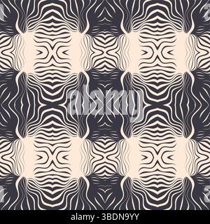 Black and white striped background. Seamless pattern with optical illusion. Simple graphic design. 3d vector illustration. Stock Vector