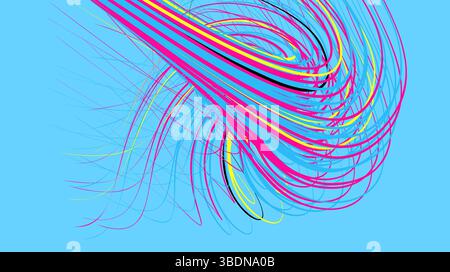 Curved lines with perspective effect. Optical fiber. 3d abstract background. Vector illustration. Stock Vector