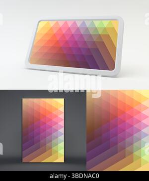 Abstract geometrical background with trendy gradients. 3d vector illustration for mobile phone cover and screen. Stock Vector