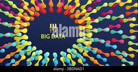 Big data graph visualization. Abstract background with dynamic effect. Motion vector Illustration for business card, banner or presentation. Stock Vector
